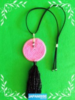 Collar crochet, piel y piedras naturales.