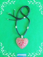 Collar ajustable metal, polimer clay y piel.