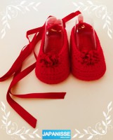 Bailarinas crochet lazo raso rojo